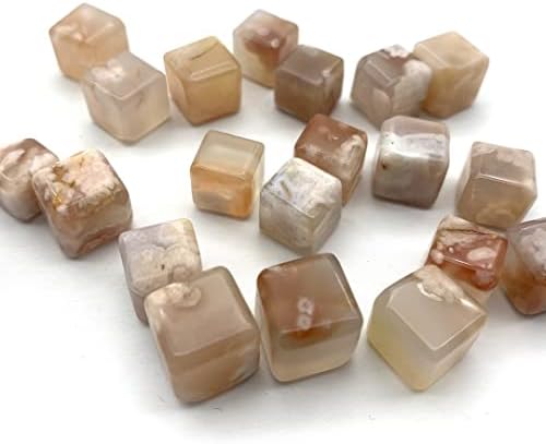 1pc Natural Cherry Blossom Agate Cube Crystal Decor Stone