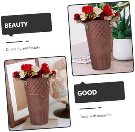 Vintage Style Flower Bucket Rustic Decorative Metal Vase