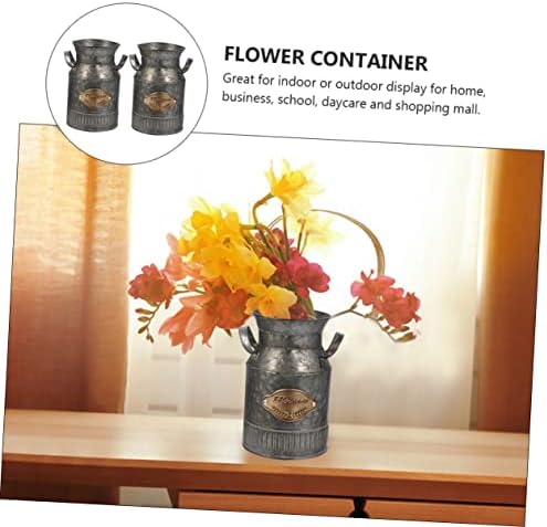 Milisten 2pcs Decorative Vintage Iron Flower Pots for Home and Office Use