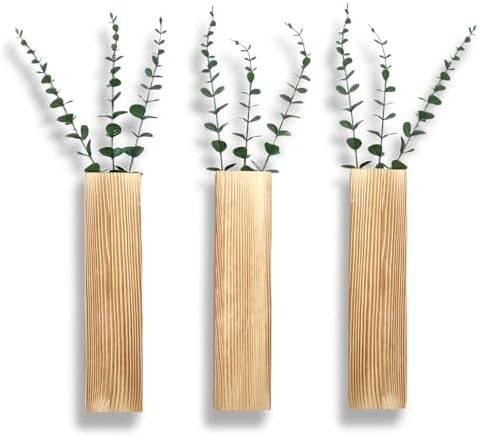 3-Pack Wooden Wall Planter with Artificial Plants