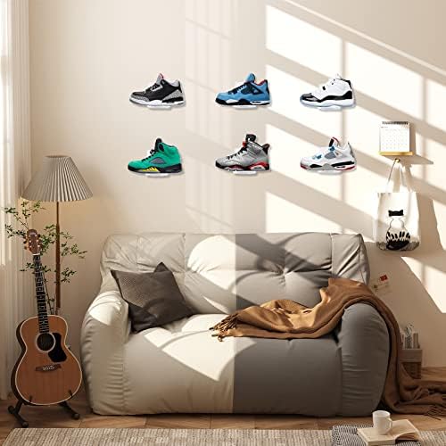 Floating Shoe Display Shelves Set of 6 Clear Acrylic Sneaker Wall Organizer