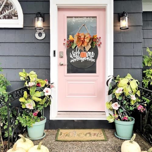 Idyllic Fall Wreath with Burlap Bow and Artificial Berries