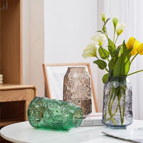 Elegant Gray Glass Vase for Flowers and Decor