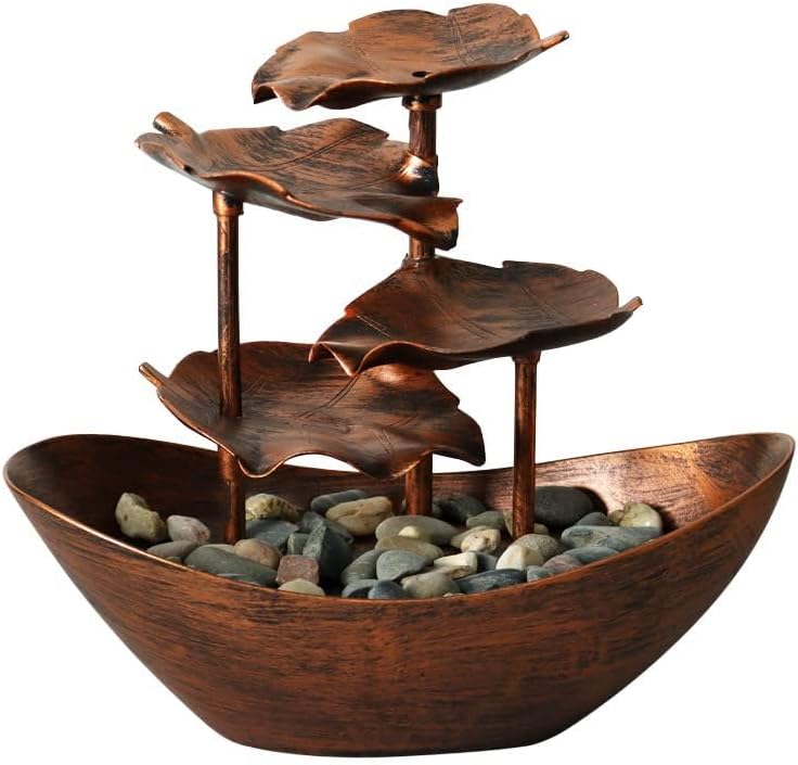 Creative Ingot Lotus Leaf Water Tabletop Fountain with LED Light