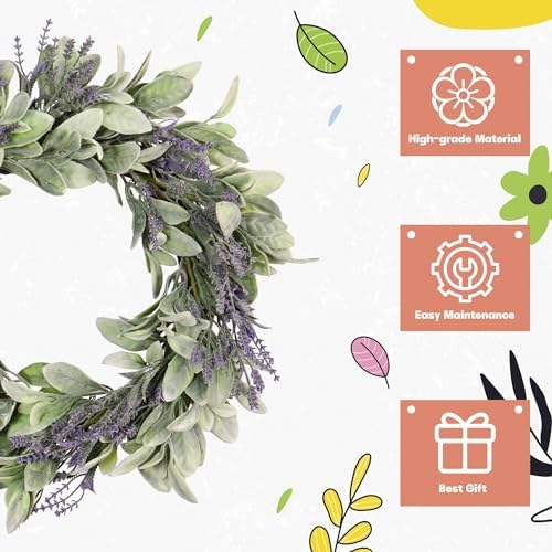 20 Inch Spring Lavender Wreath for Front Door