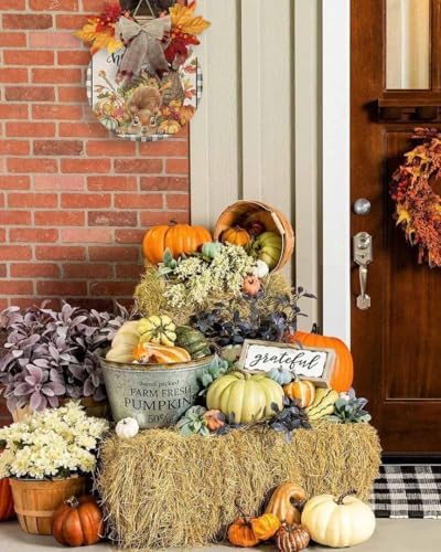 Welcome Sign Front Door Fall Thanksgiving Wreath Decor