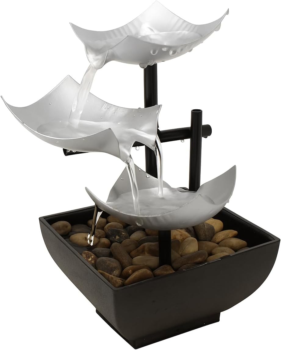 Ohana Modern Tabletop Water Fountain with LED Lights