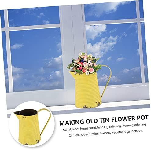 Vintage Iron Flower Pitcher Planter Rustic Metal Vase for Home and Garden Decor