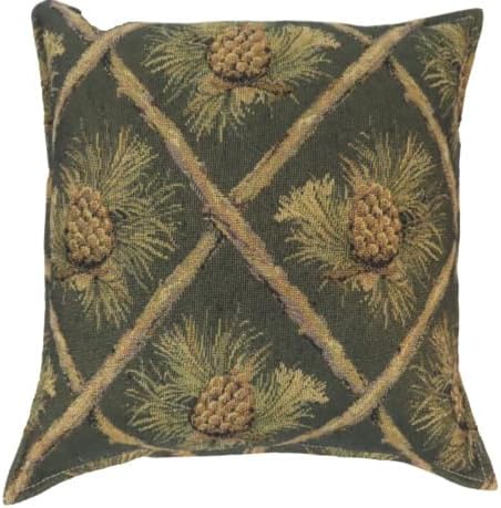 Balsam Fir Filled Tapestry Sachet Pillow Green Pine Cone Branch 12x12 Christmas Tree Potpourri