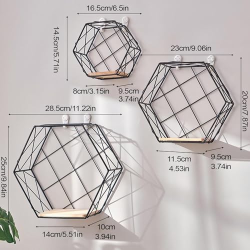 Hexagonal Floating Wall Shelf - Modern Geometric Display Rack