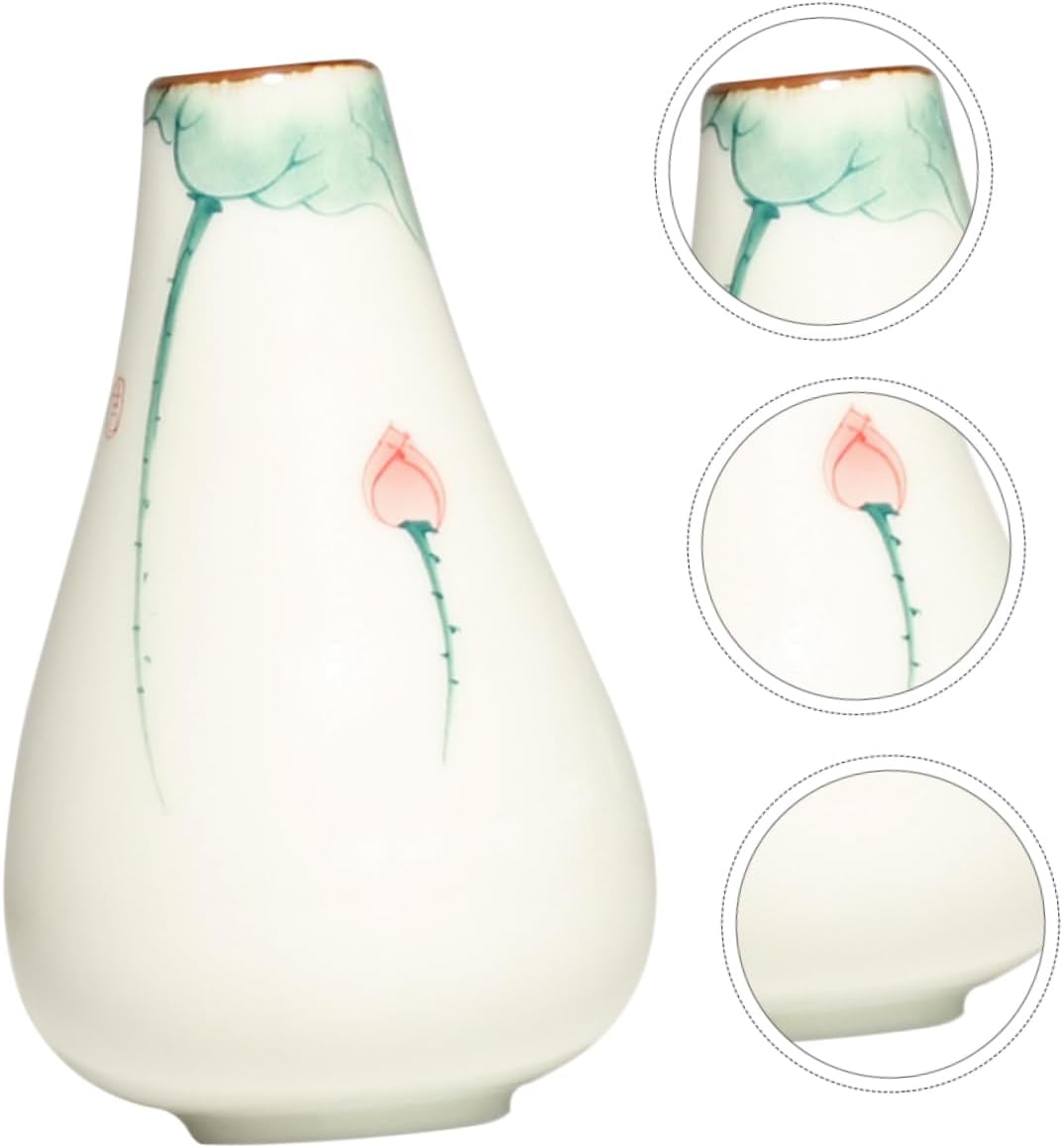 Kisangel Elegant Hand Painted Lotus Flower Vase for Plant Storage