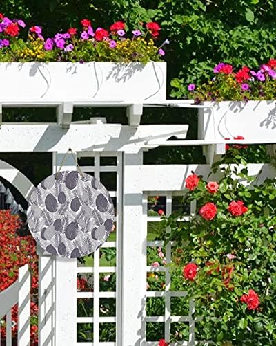 Tropical Leaf Round Wooden Welcome Sign for Front Door