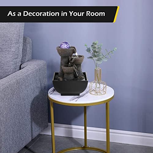 Dyna-Living Water Fountain Indoor Tabletop with Lights for Relaxation and Decor