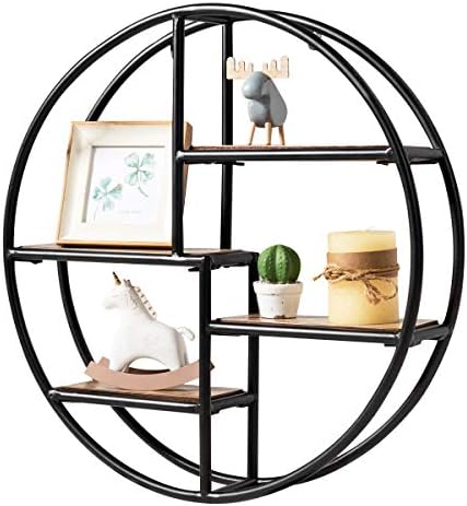 Tangkula 4-Tier Round Wall Shelf with Iron Frame