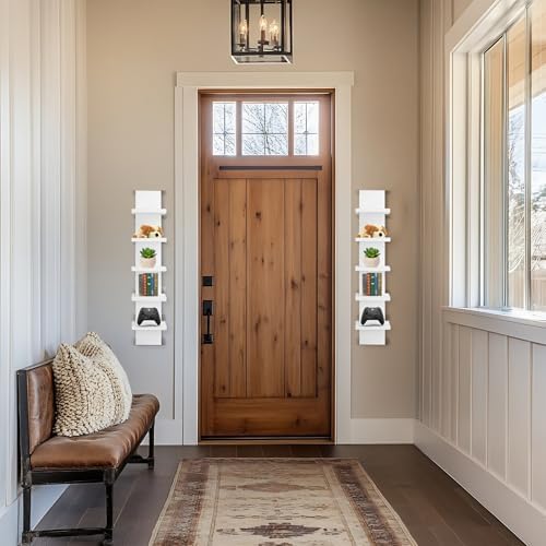 5 Tier Floating Wall Shelf Unit - White Vertical Storage Decor