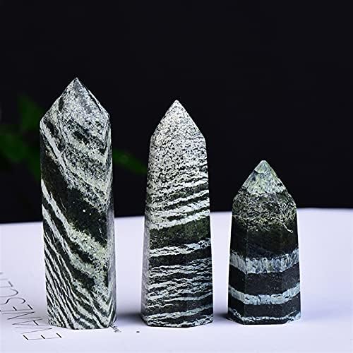 Primary Stones and Minerals Green Zebra Quartz Wand for Home Decor