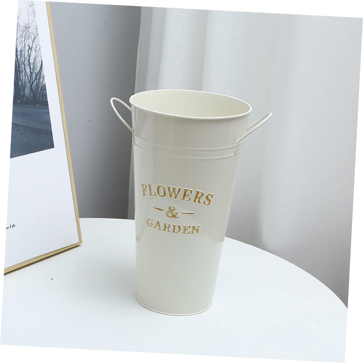 POPETPOP Retro Iron Bucket Flower Vase for Home Decor
