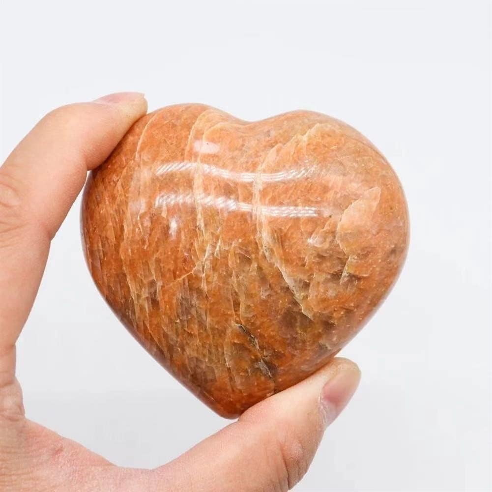 1pc Natural Peach Moonstone Heart Crystal Stone Gift for Decoration