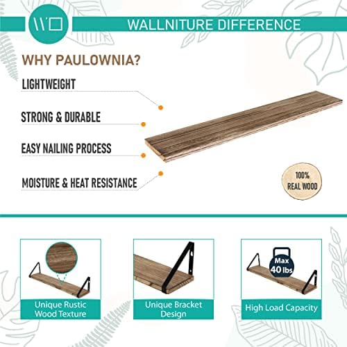 Wallniture Ponza Wood Floating Shelves Set of 4