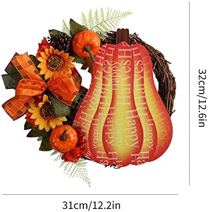 12 Inch Handmade Fall Wreath with Maple Leaf Bow and Berry