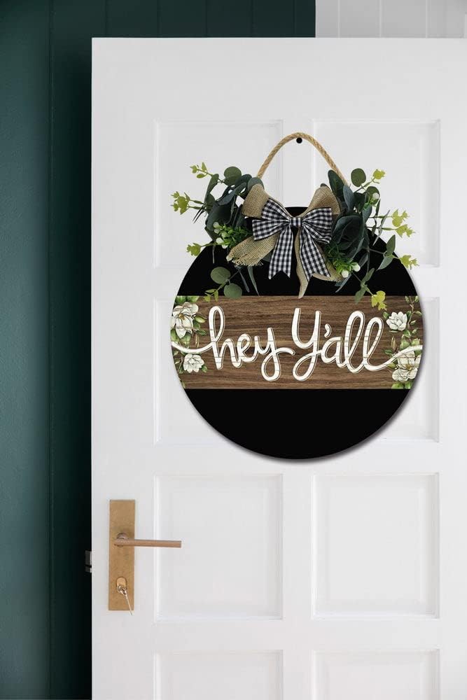Hey Yall Front Door Sign Funny Wreath 12x12 Inch