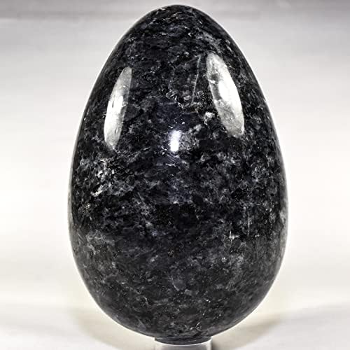 73 Inch Larvikite Egg with Wood Stand - Natural Feldspar Mineral
