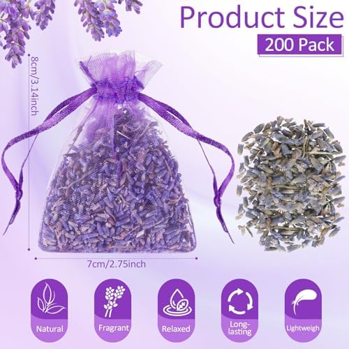 Reginary 200 Pack Lavender Sachets for Home and Closet Use