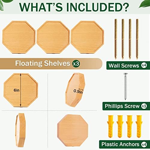 AceList Octagon Floating Shelves Set of 3