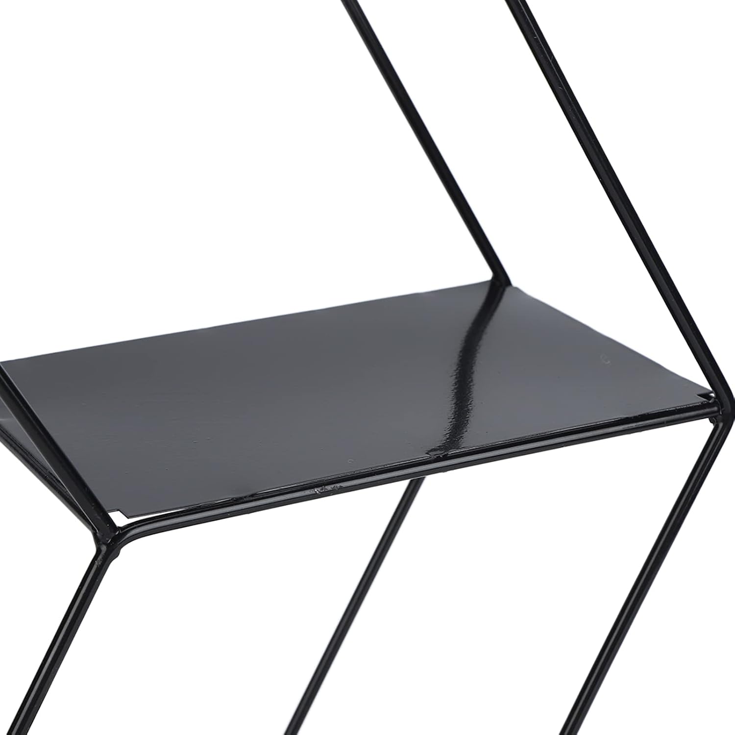 Hexagonal Floating Shelf Wall Decor with 2 Layers Black Metal