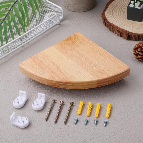 Alipis Corner Shelf Wall Mounted Wooden Floating Storage Shelf for Bedroom Living Room Kitchen Hotel