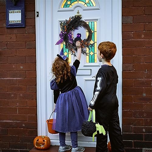22 Inch Halloween Owl Wreath with Lighted Eyes