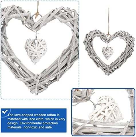 3 Pcs White Lace Pendant Twigs Wreath Heart Garland Photo Frame