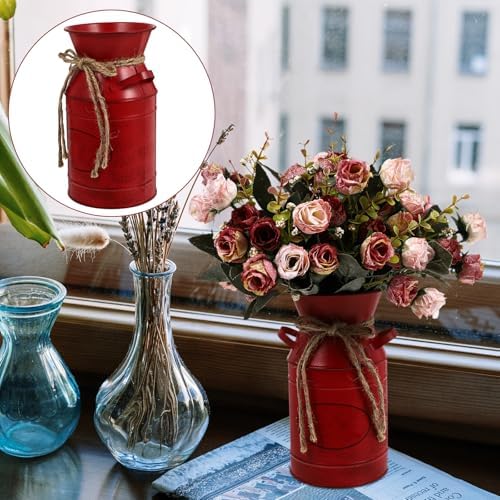 1pc European Style Iron Bucket Flower Vase for Home Decor