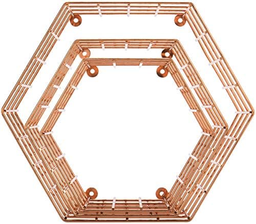 MyGift Copper Floating Hexagon Shelves Set of 3