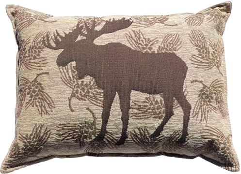Moose Tapestry Pillow 14x10 Balsam Fir Sachet Brown Velvet Paines