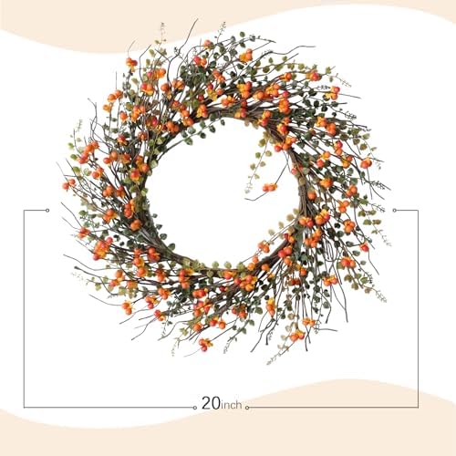 20 Inch Berry Vine Wreath for Fall Decor