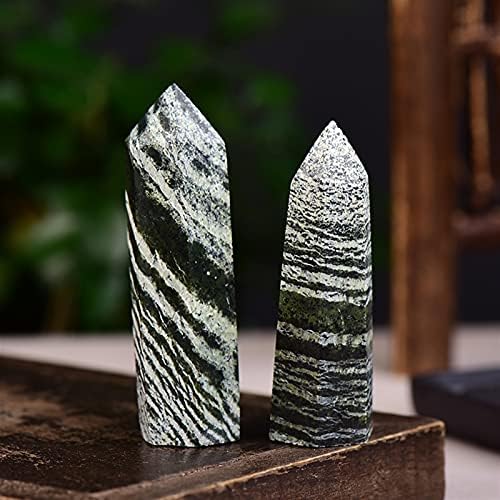 Primary Stones and Minerals Green Zebra Quartz Wand for Home Decor