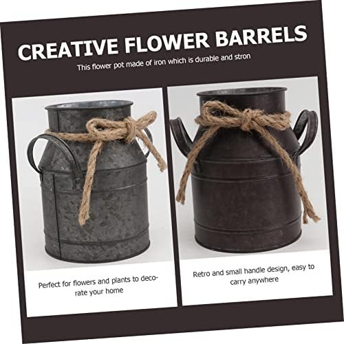 2pcs Vintage Iron Flower Bucket for Succulents Retro Decor with Small Handle for Home and Garden