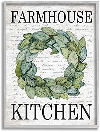Stupell Industries Farmhouse Kitchen Phrase Tree Leaf Wreath