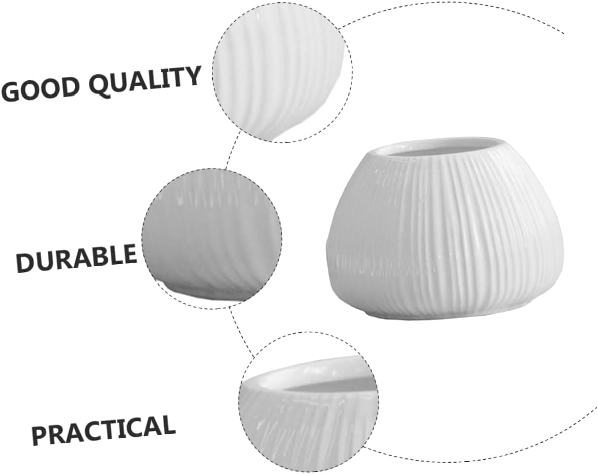 Kisangel Nordic Ceramic Flower Vase with Vertical Stripes