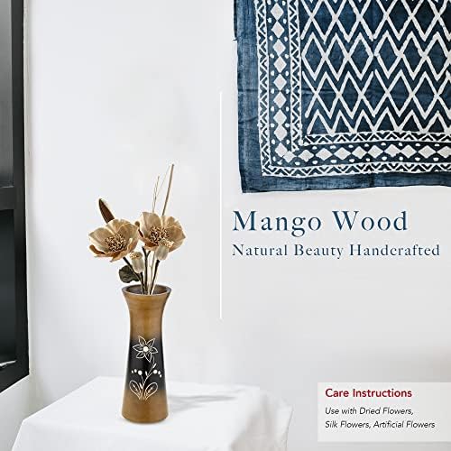 AeraVida Set of 2 Handcarved Mango Wood Vases