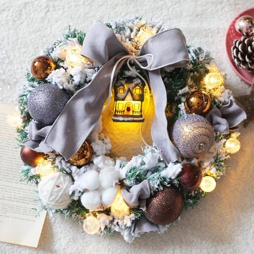 Front Door Wreath with Bow Tie Realistic Holiday Decor