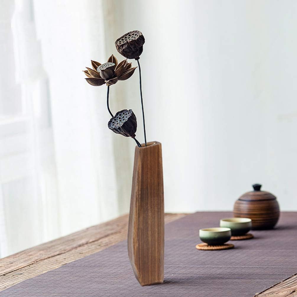 Wakauto Rustic Tall Oblong Wooden Vase