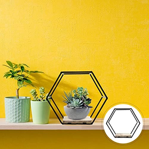 Happyyami Black Iron Hexagon Wall Mounted Storage Shelf