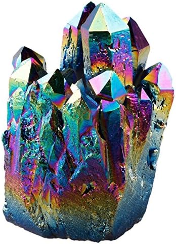 Rockcloud 2 Pcs Rainbow Titanium Coated Crystal Quartz Feng Shui Decoration