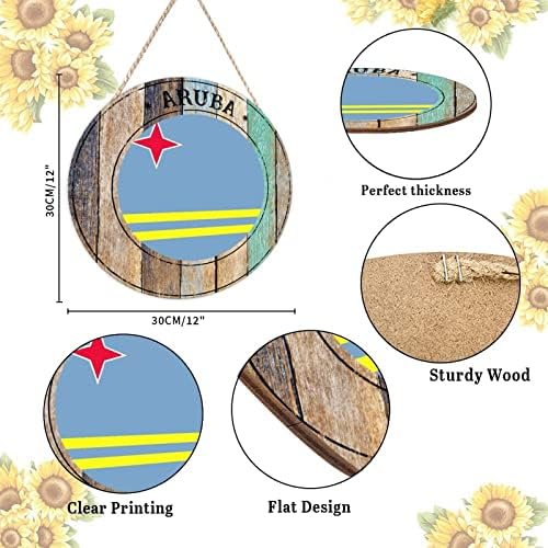 Farmhouse Door Hanger Aruba Wood Sign 12x12