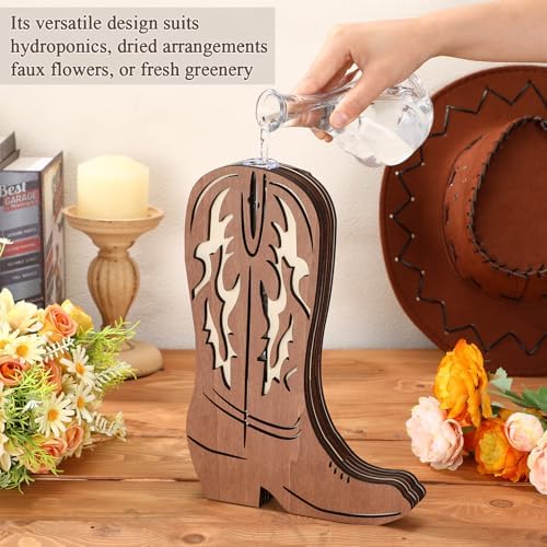 Cowboy Boot Vase with Glass Container 12x8