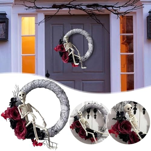 Halloween Scary Skeleton Wreath for Front Door