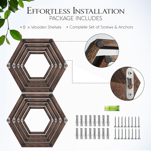 Decovate Hexagon Floating Shelves Set of 8