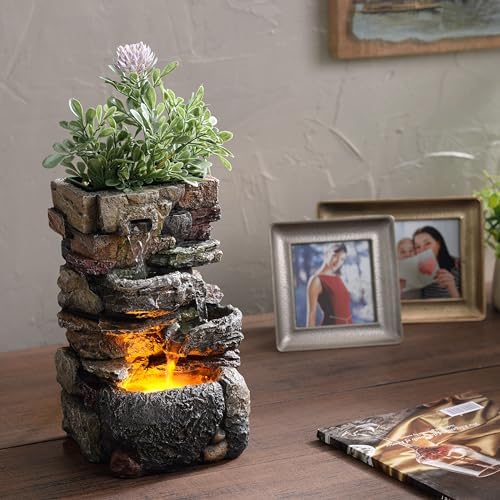 Indoor Tabletop Fountain with LED Lights and Soothing Sound